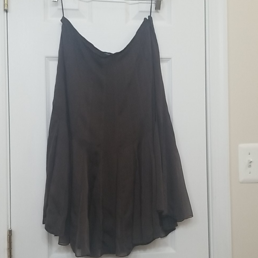 SOLD Carmen Marc Valvo Brown flowy silk skirt